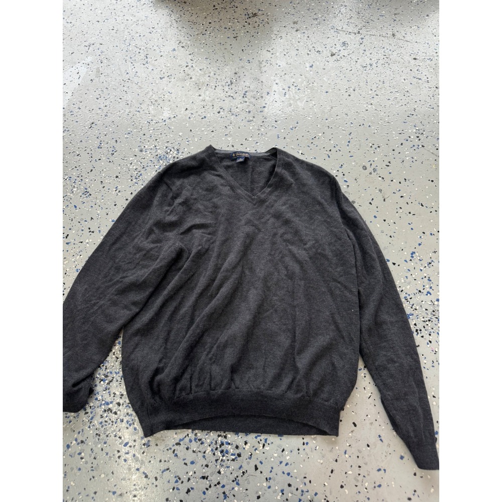 Brooks Brothers Merino Wool Sweater V-Neck Soft Knit Pullover Gray‎ XL